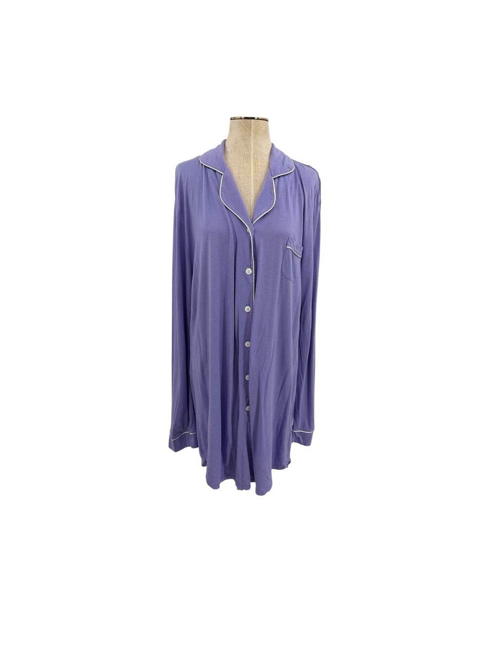 Cosabella Lavender Button Front Pima Cotton Long Sleeve Nightgown Plus Size 2X